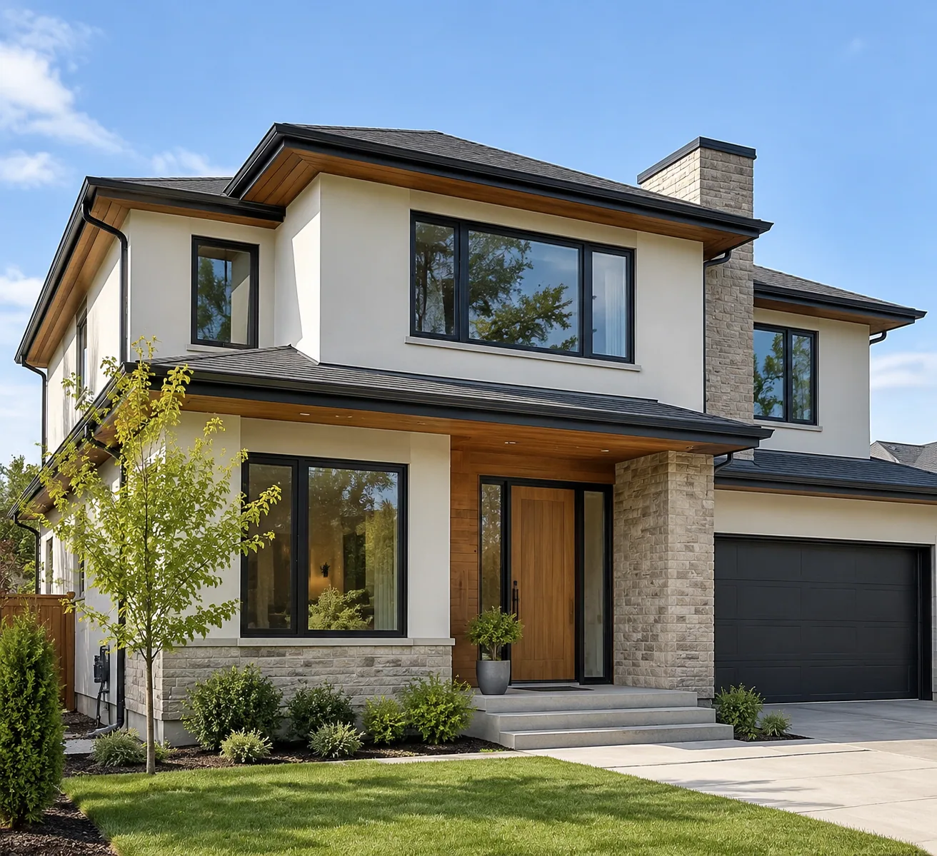 Original photo of a modern house exterior