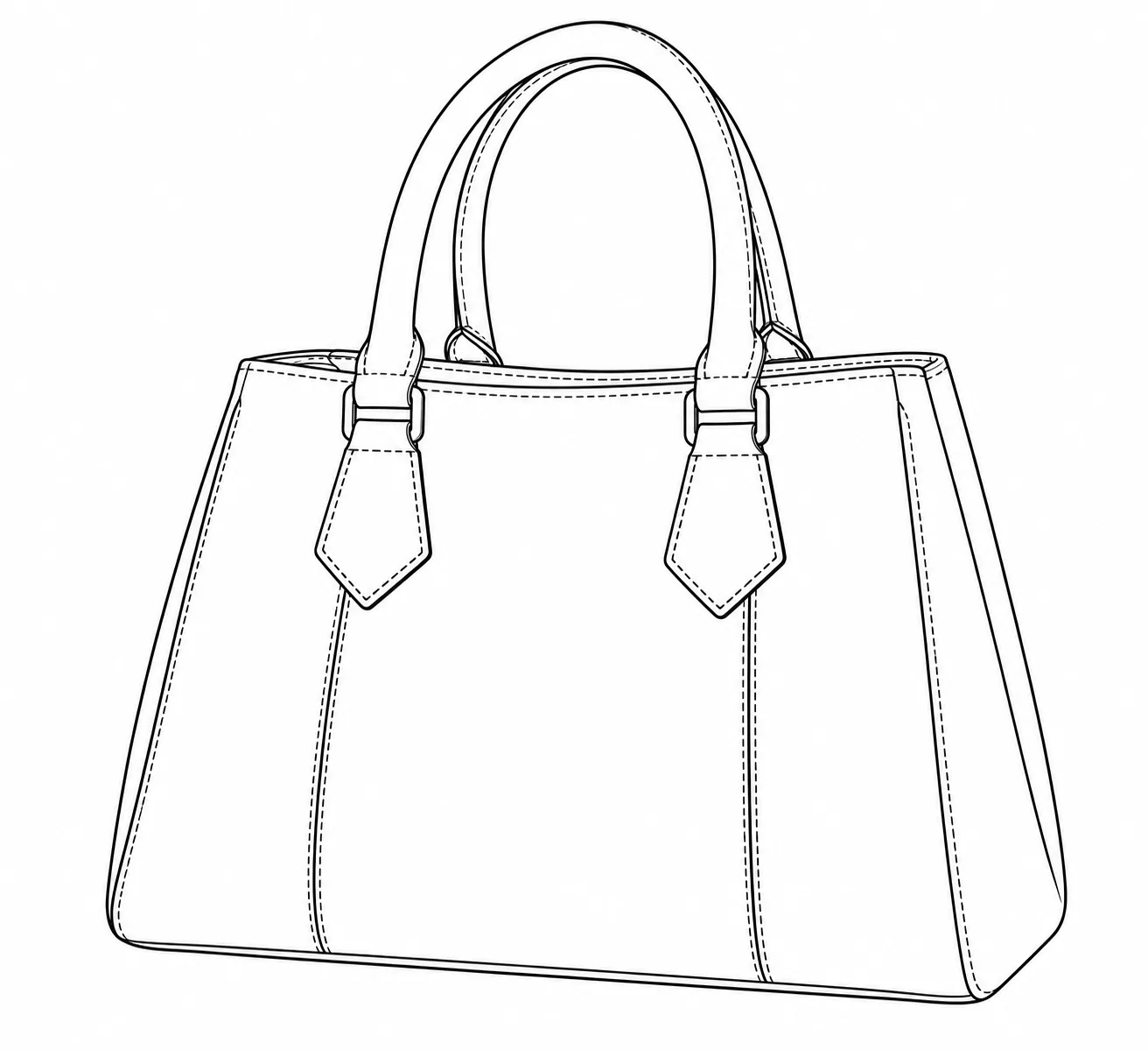 Minimal line drawing of the handbag